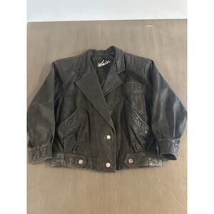 Vintage Winlit Womens Black Leather Jacket Blazer Size Small Western